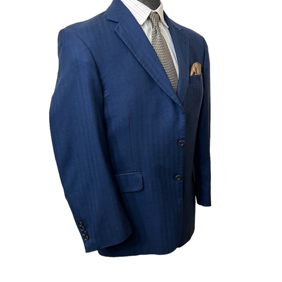 JOS. A, BANKS MENS NAVY BLUE WOOL AND SILK BLAZER, SIZE 41R VERY HANDSOME BLSZER - Picture 6 of 13